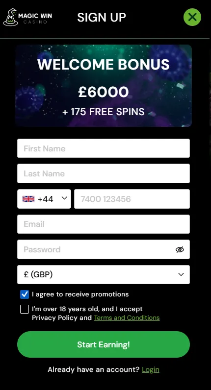 magic win casino register