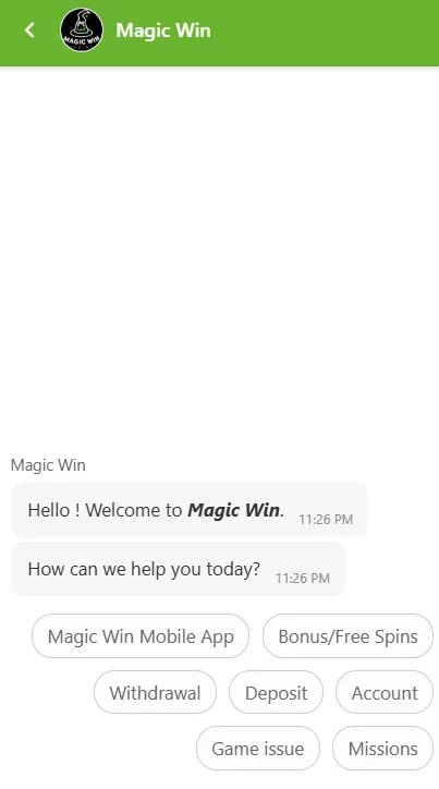 magic win casino support